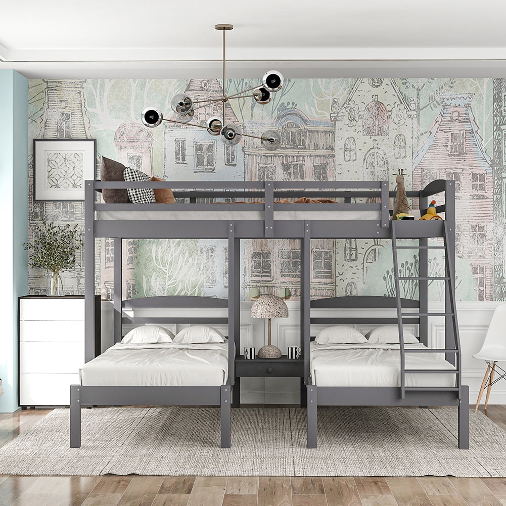 Kadyn Twin Over Twin/Full Bunk Bed, Solid Wood Bunk Bed for Kids/Teens Bedroom/Guest Room Furniture, No Box Spring Needed