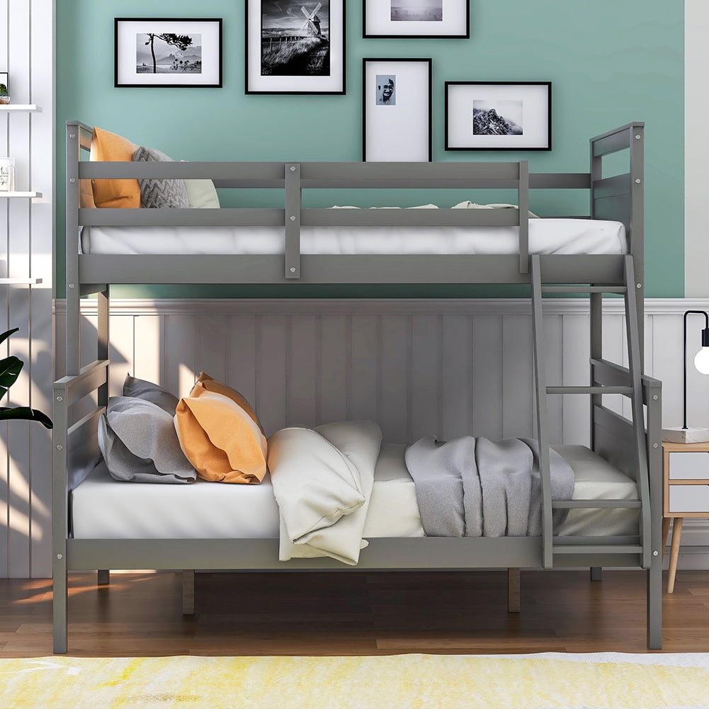 Kadyn Twin over Full Bunk Bed with ladder/Safety Guardrail, Gray