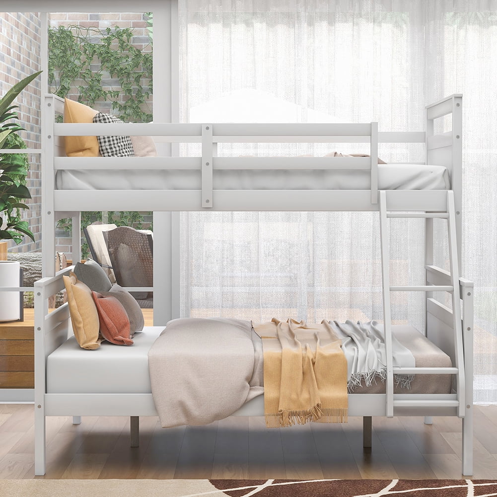 Kadyn Twin over Full Bunk Bed with ladder/Safety Guardrail, White