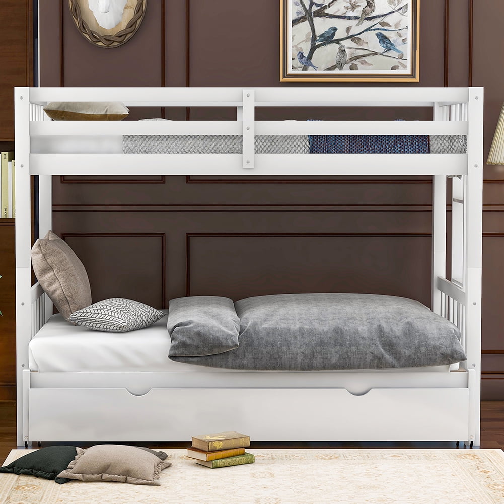 Kadyn Twin over Pull-out Bunk Bed with Trundle, 4 Beds in Compact Space, White