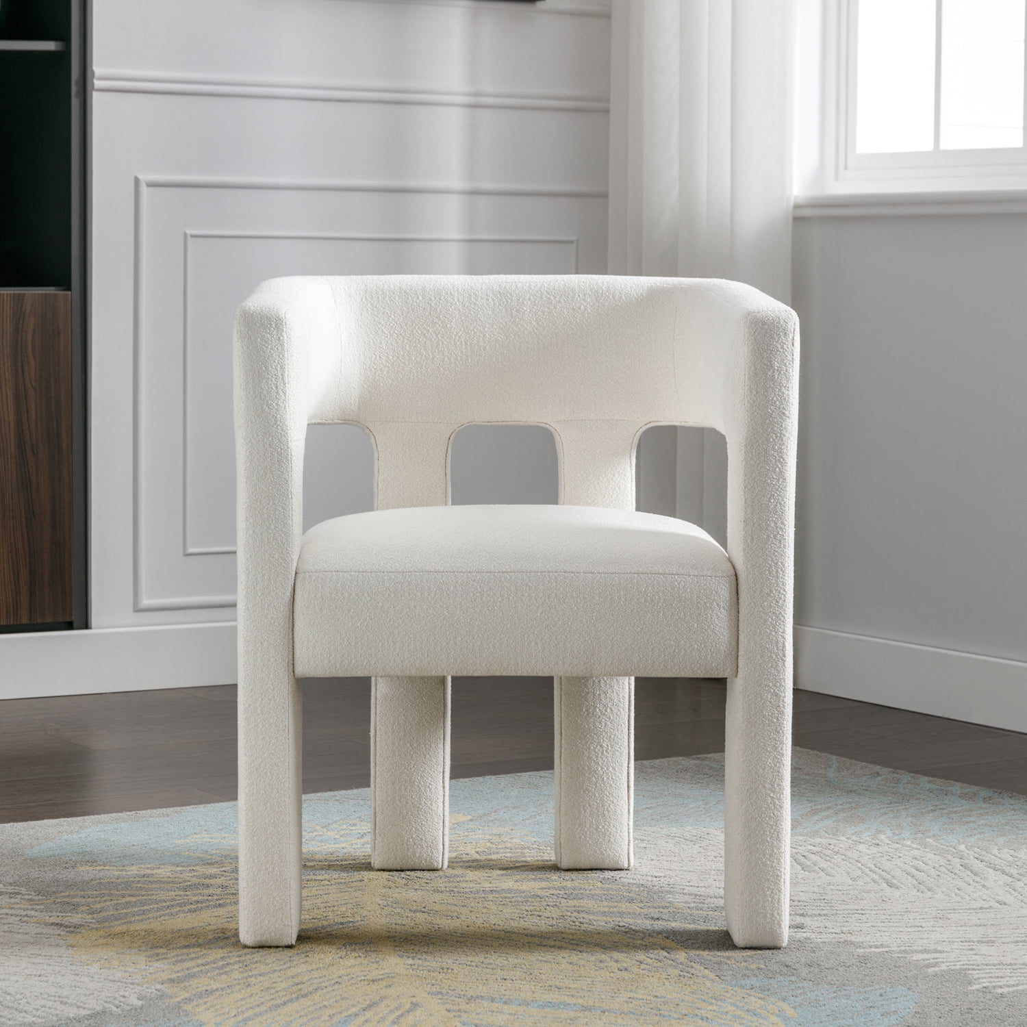 Kadyn Upholstered Accent Chair, Fabric Single Sofa Chairs for Living Room, Linen Armchair for Dining Room, Beige