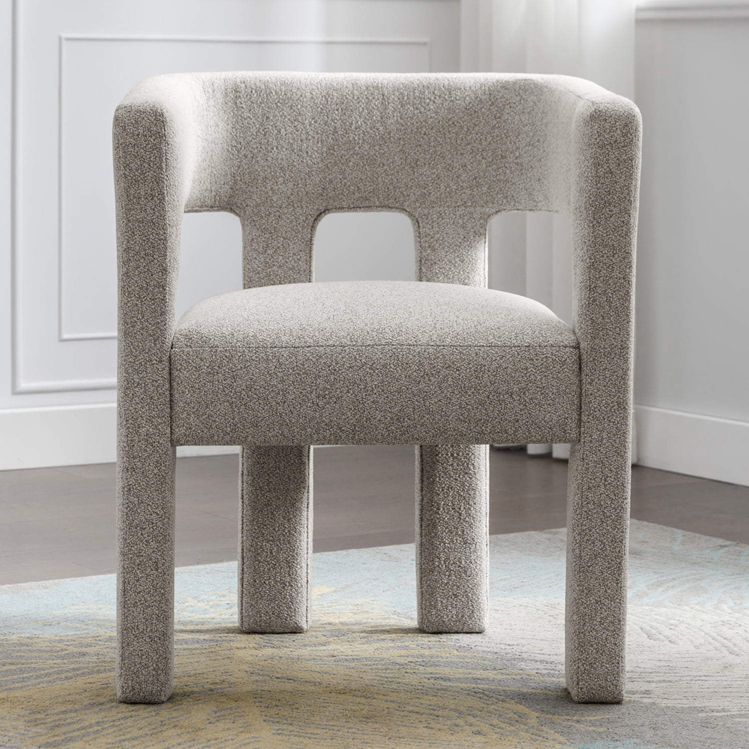 Kadyn Upholstered Accent Chair, Fabric Single Sofa Chairs for Living Room, Linen Armchair for Dining Room, Gray