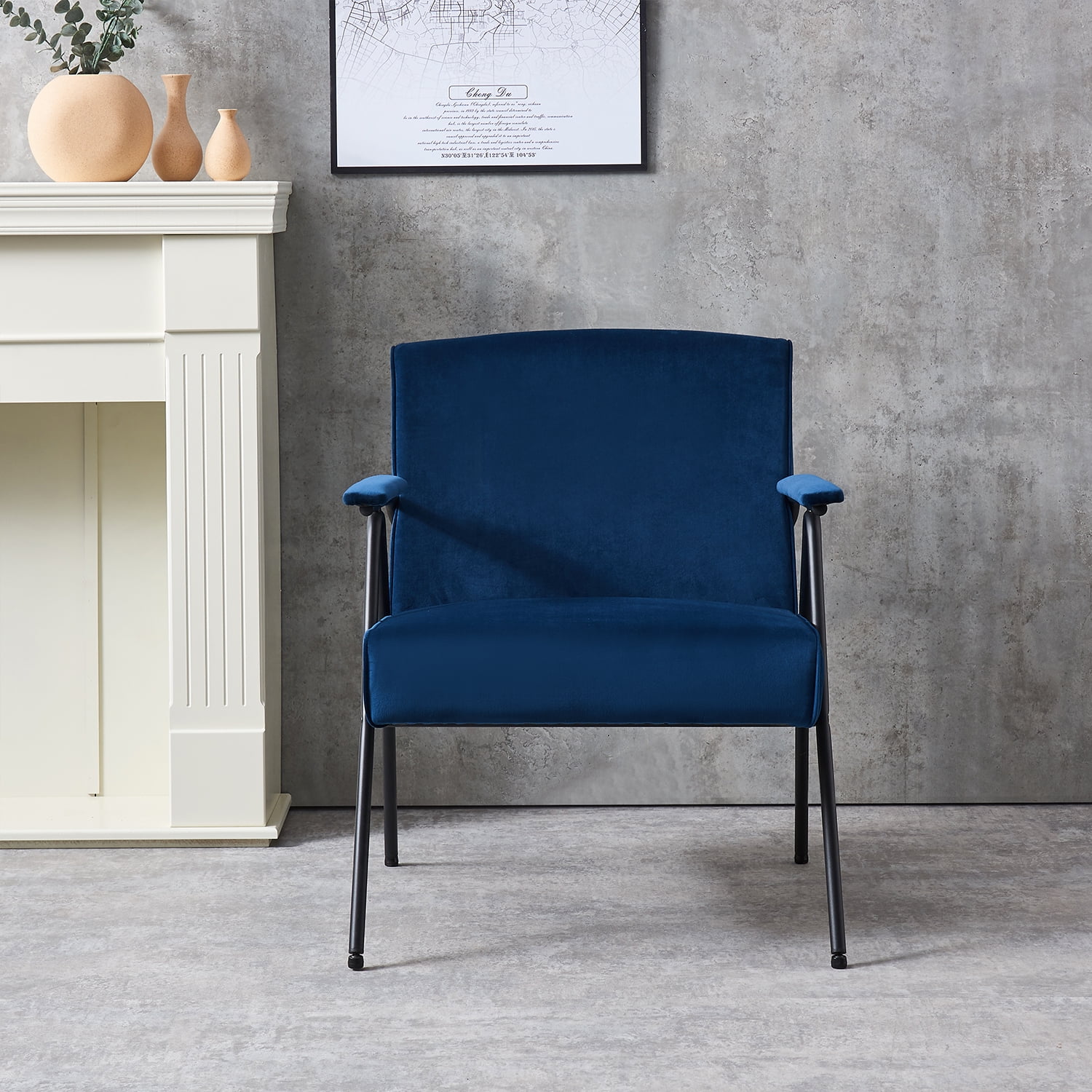 Kadyn Upholstered Recliner, Textile Metal Frame Recliner with Arm, Cloth Leisure Single Accent Chair for Living Room, Blue
