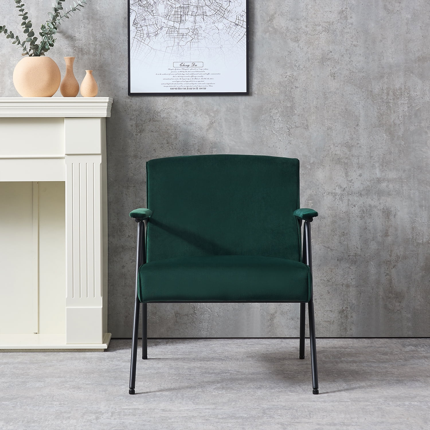 Kadyn Upholstered Recliner, Textile Metal Frame Recliner with Arm, Cloth Leisure Single Accent Chair for Living Room, Green