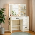 thumbnail image 1 of Kadyn Vanity Desk with Lighted Mirror, Makeup Vanity Table with 3-Color Lights and Power Outlets, Modern Dressing Table,White, 1 of 12