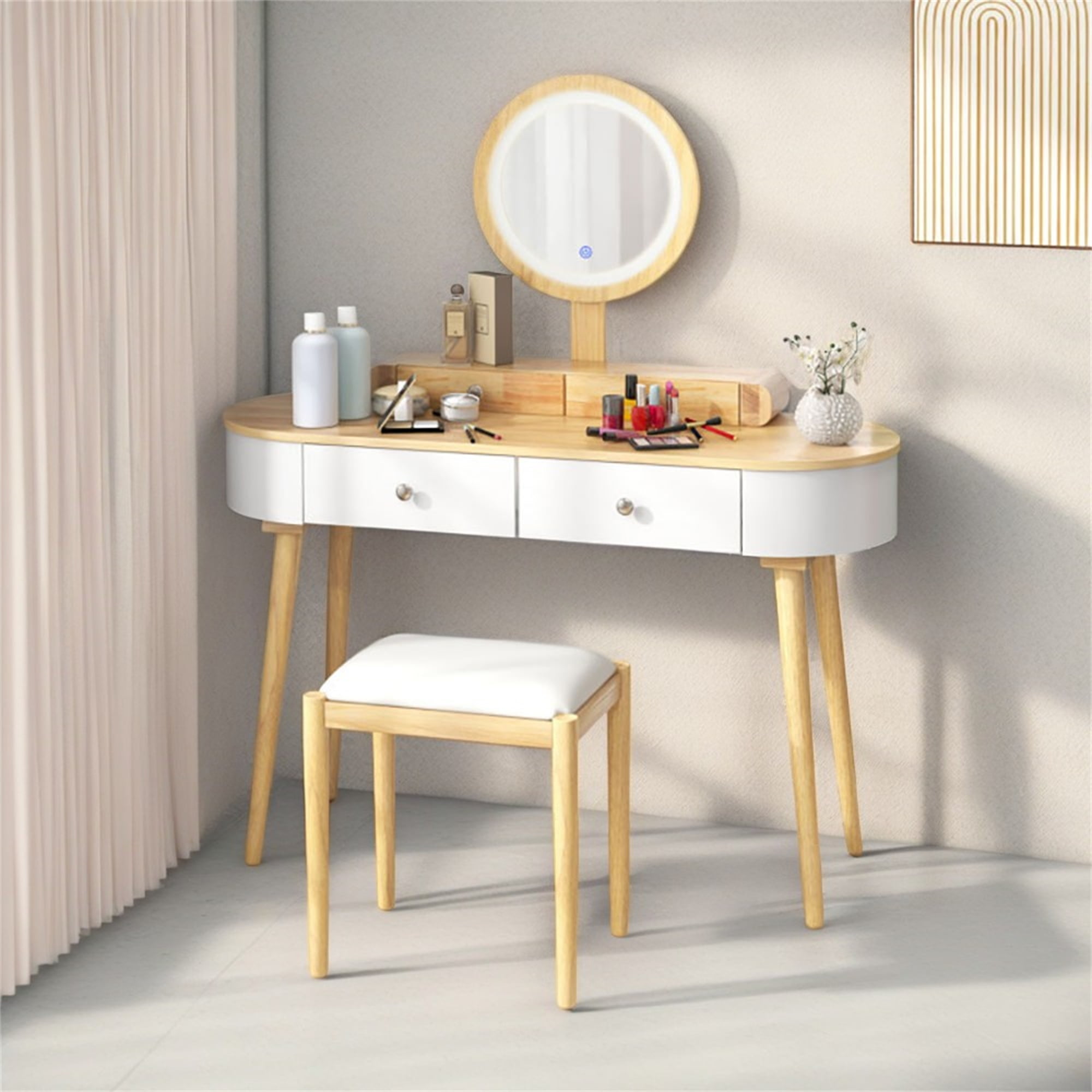 Kadyn Vanity Table Set, Makeup Dressing Table Modern Vanity Set, Makeup ...