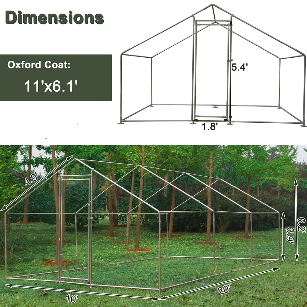 Kadyn Walk-in Poultry Cage , Large Metal Chicken Coop, Chicken Run House Duck Rabbit Pen with Waterproof & Anti-UV Cover for Outdoor Yard Farm Use