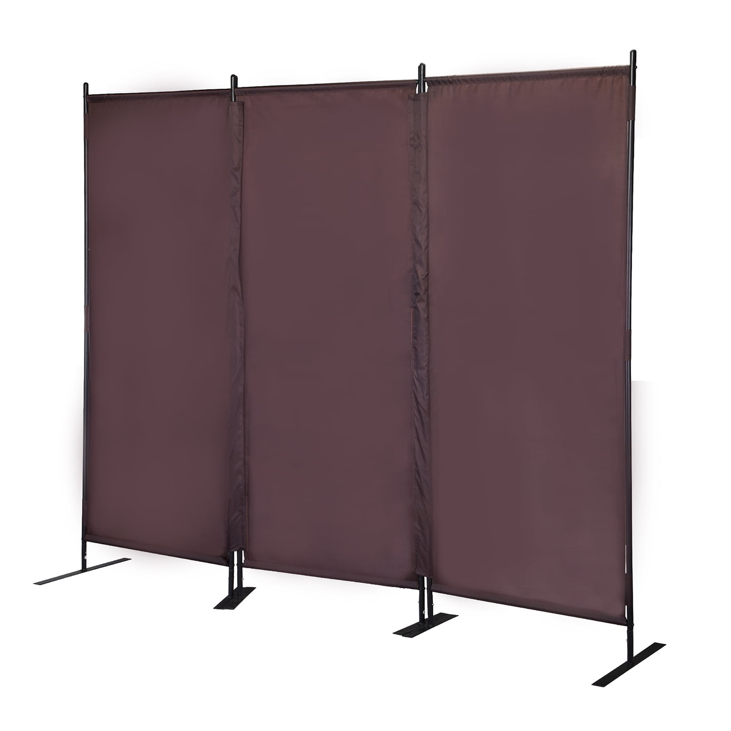 Kadyn Wall Divider,Privacy Separator,Room Divider, Privacy Screen,6 Ft Modern Room Divider, 3-Panel Folding Privacy Screen w/ Metal Standing, Portable Wall Partition, Brown