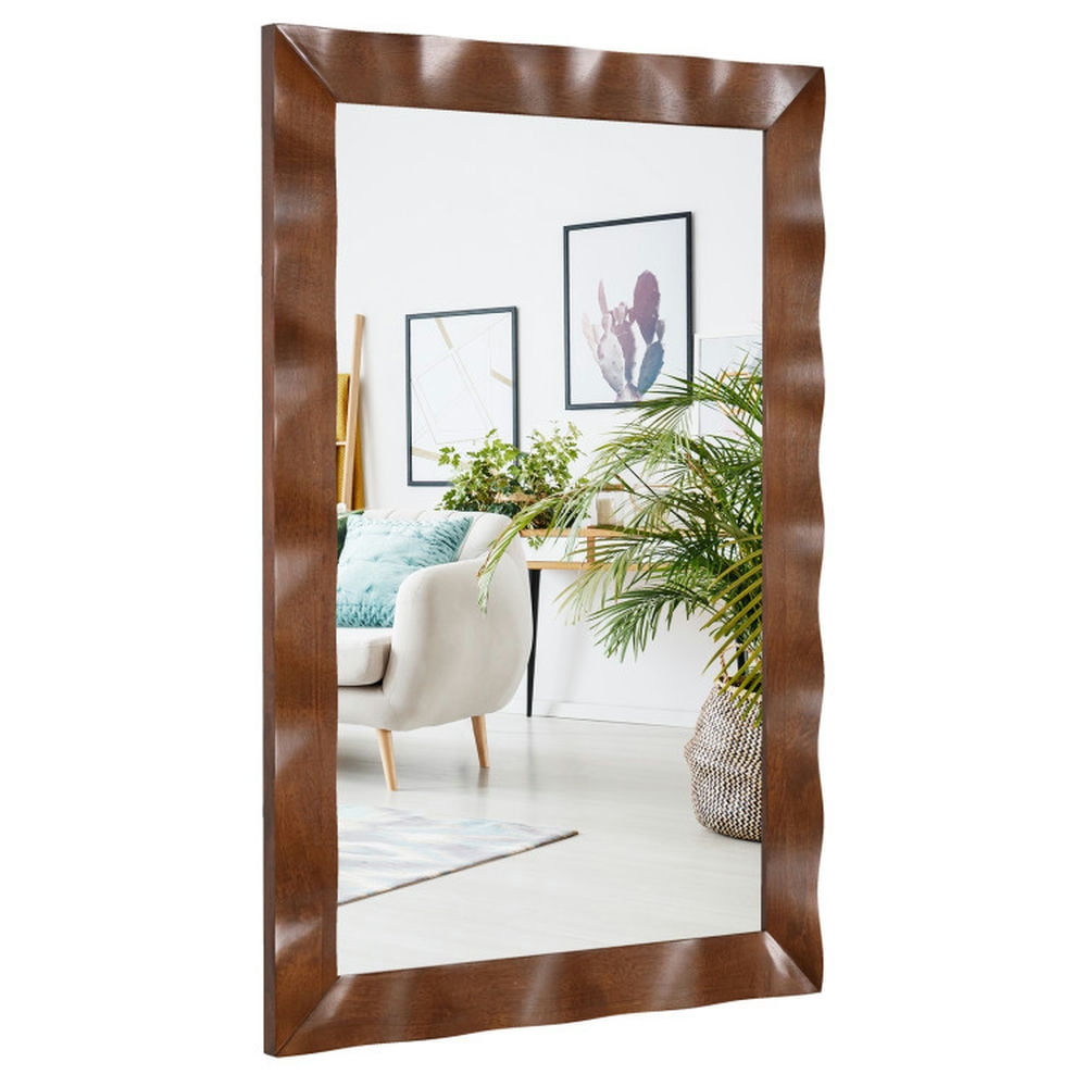 Kadyn Wall Mirrors, Vanity Mirror, Wall Mounted Vanity Mirrors,41.5 x 28 inches Farmhouse Wall Mirror with Solid Wood Frame-Brown