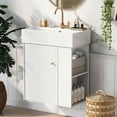 thumbnail image 1 of Kadyn Wall-Mount Bathroom Vanity, 21.6" Modern Floating Bathroom Vanity with Ceramic Basin, Right Side Storage, White, 1 of 13