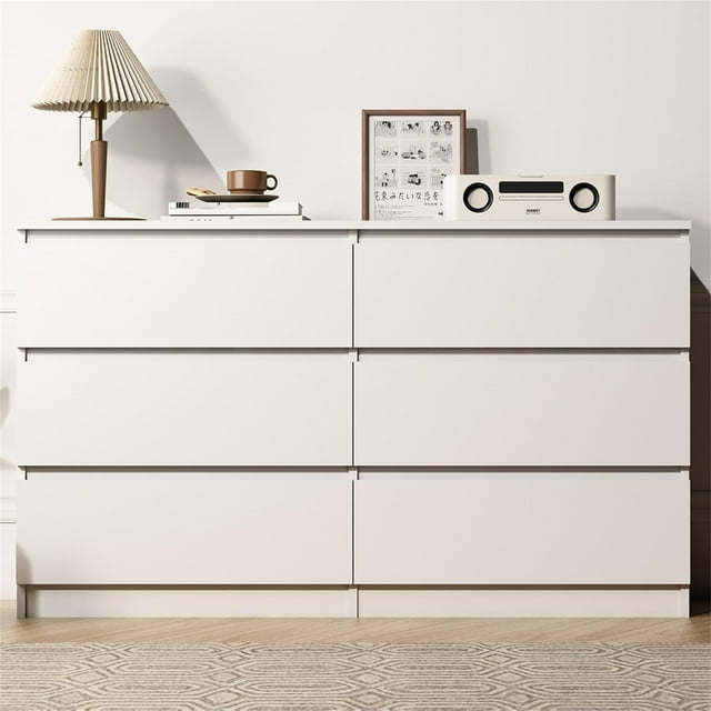 Kadyn Modern 6-Drawer Chest of Drawers Dresser, White Finish, Storage ...