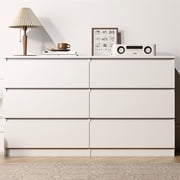 Kadyn White Chest of Drawer, 6 Double Drawer Dresser for Bedroom, Modern Storage Cabinet for Living Room, Dresser
