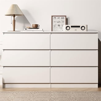 white and gold dresser walmart Homfa 6 Drawer Dresser, Modern Storage Chest, White Gold