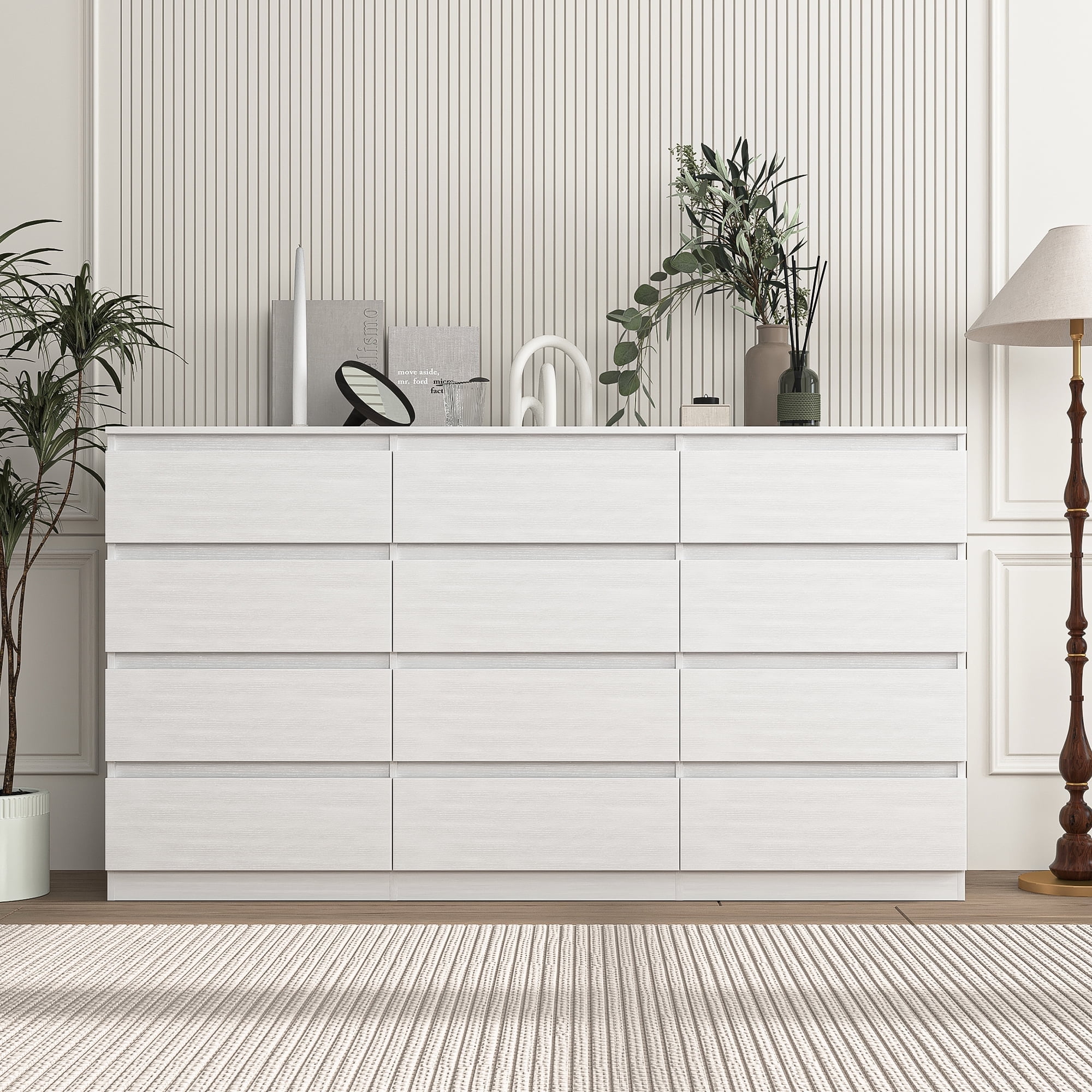 Kadyn White Dresser for Bedroom, 12 Chest of Drawers, Wooden Dressers for Bedroom, Living Room,Hallway Kadyn White Dresser for Bedroom, 12 Chest of Drawers, Wooden Dressers for Bedroom, Living Room,Hallway
