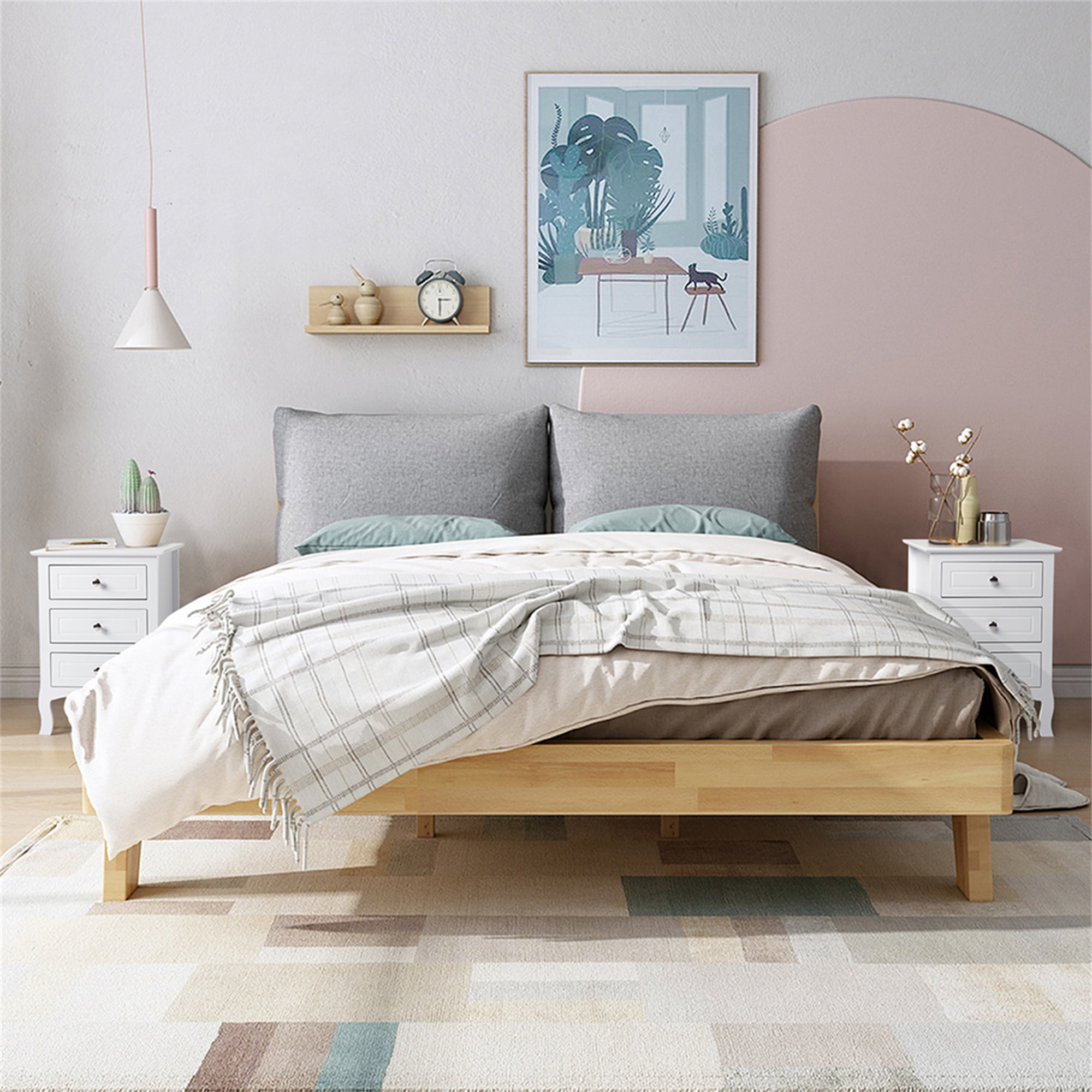 Kadyn White Nightstand Side Table with 3 Drawers, Farmhouse Style Bedside Storage Chest Table , Wood End Table Decorative Table, Solid Wood Curved Legs, Living Room Decorative Furniture Kadyn White Nightstand Side Table with 3 Drawers, Farmhouse Style Bedside Storage Chest Table , Wood End Table Decorative Table, Solid Wood Curved Legs, Living Room Decorative Furniture