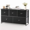 thumbnail image 1 of Kadyn Wide Chest of Drawers Dresser for Bedroom, 5 Drawers Dresser Storage Tower with 5 Foldable Cloth Storage Cubes, Black, 1 of 8