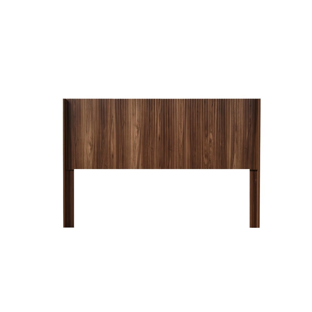Kadyn Wingback Queen Headboard 64.4 Inch Wide Fluted Wood Panel Modern Farmhouse Boho Style, Wall Mounted Headboard Only, Walnut
