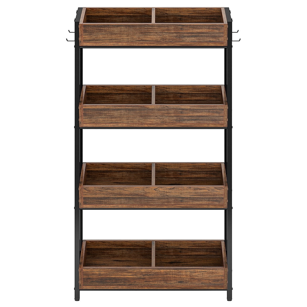 Kadyn Wood Fruit Vegetable Storage Rack Stand, 4-Tier Storage Organizer Kadyn Wood Fruit Vegetable Storage Rack Stand, 4-Tier Storage Organizer