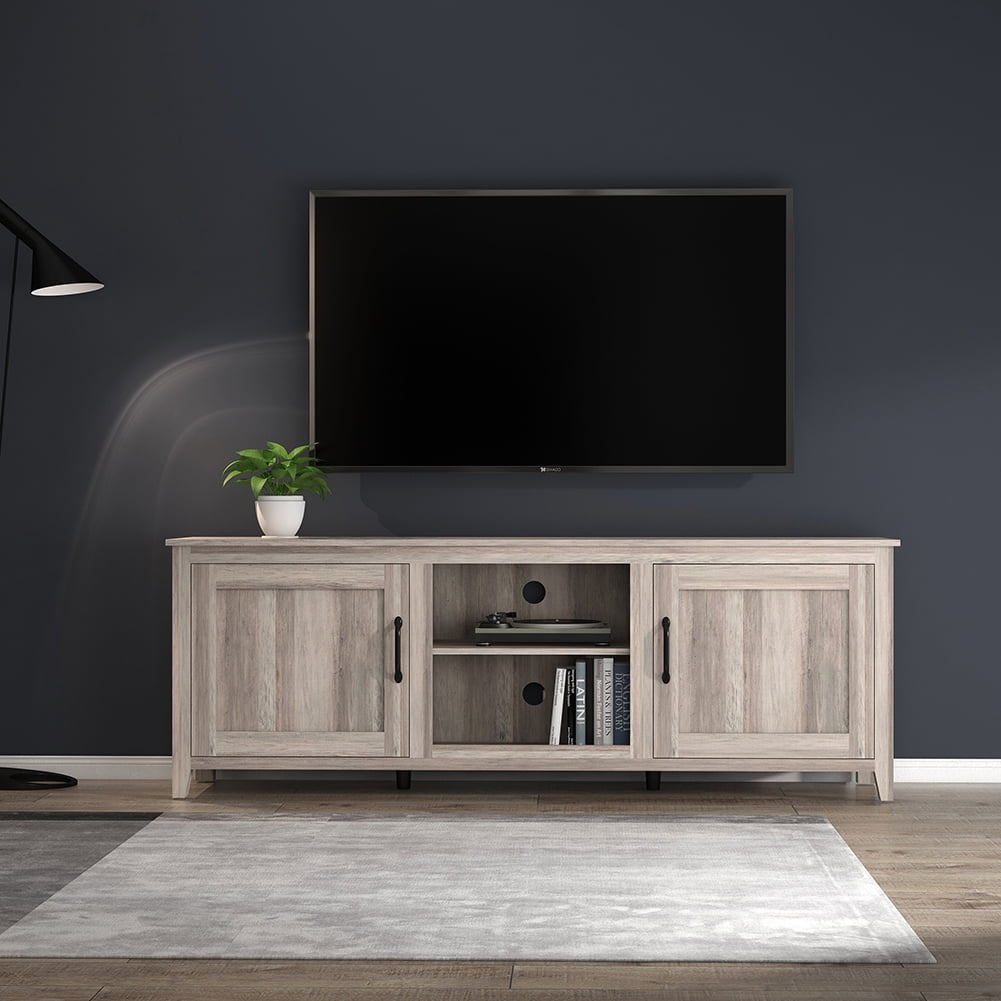 Kadyn Wood Universal TV Stand Cabinet, Modern TV Stand for 60" TV, Media Console Cabinet Entertainment Center with Doors and Open Shelves, Light Gray Kadyn Wood Universal TV Stand Cabinet, Modern TV Stand for 60" TV, Media Console Cabinet Entertainment Center with Doors and Open Shelves, Light Gray