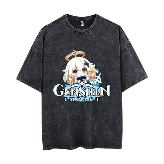 Kaedehara Kazuha Hu Tao T-shirt for unisex summer crewneck Lumine short sleeves