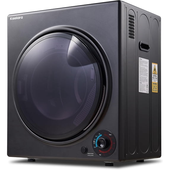 Kaelara Portable Dryer 3.5 cu.ft, 1500W Compact Dryer with Stainless Steel Tub, 4 Drying Mode, Overheat Protection, Apartment, Dorms, RVs, Black