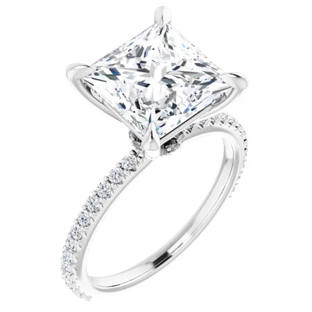Kaeli Lab Diamond Engagement Ring Princess Solitaire Hidden Halo