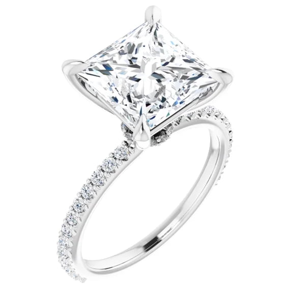 Kaeli Lab Diamond Engagement Ring Princess Solitaire Hidden Halo