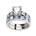 thumbnail image 1 of Kaeli Wedding Ring Set for Women Engagement Matching Band CZ Blue Ginger Lyne Collection, 1 of 5