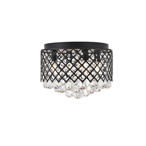Kaelis 4 Light Flush Mount in Matte Black and Clear