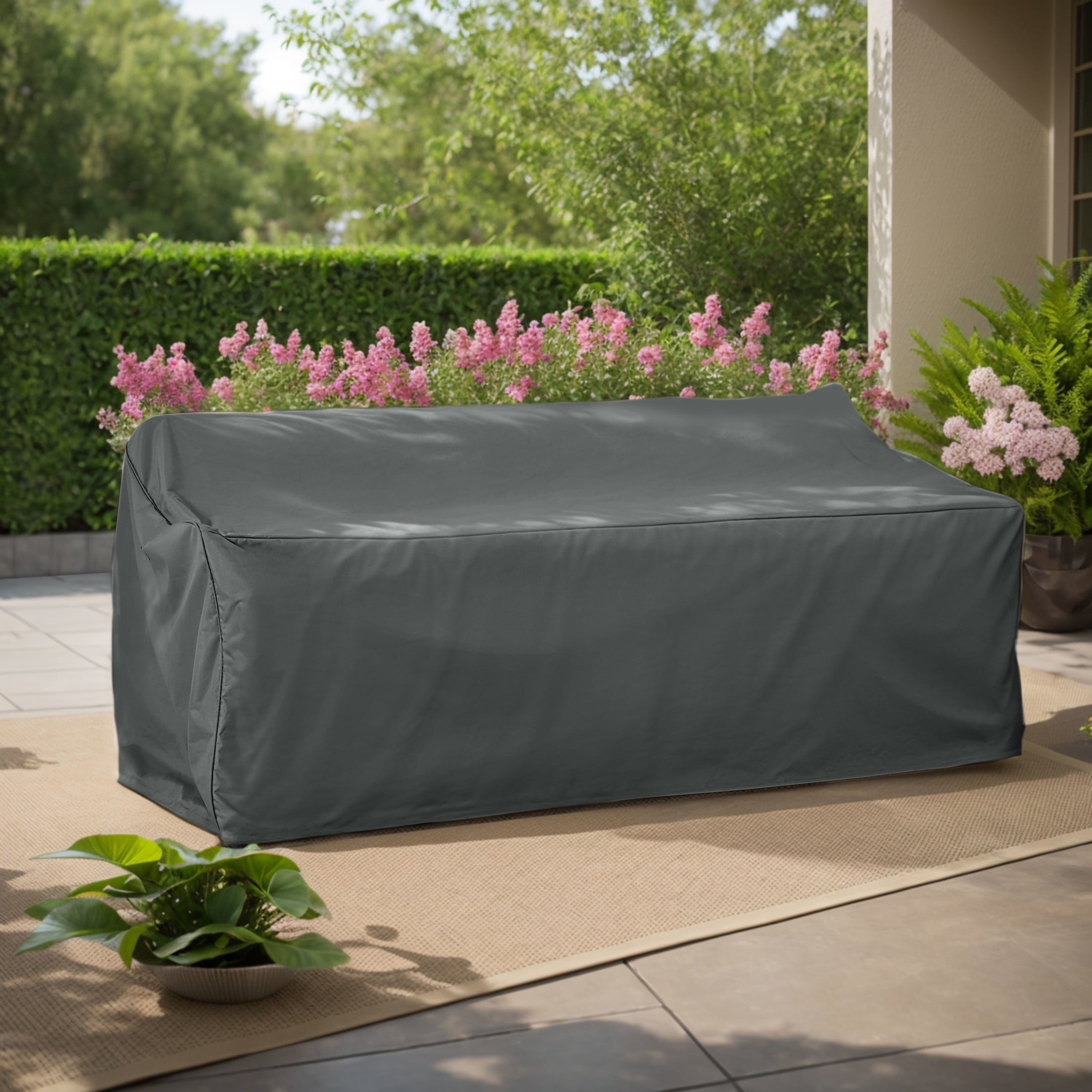 Kaelith Outdoor Patio 3-seater Sofa Cover, Weather Resistant Fabric, Dark Grey