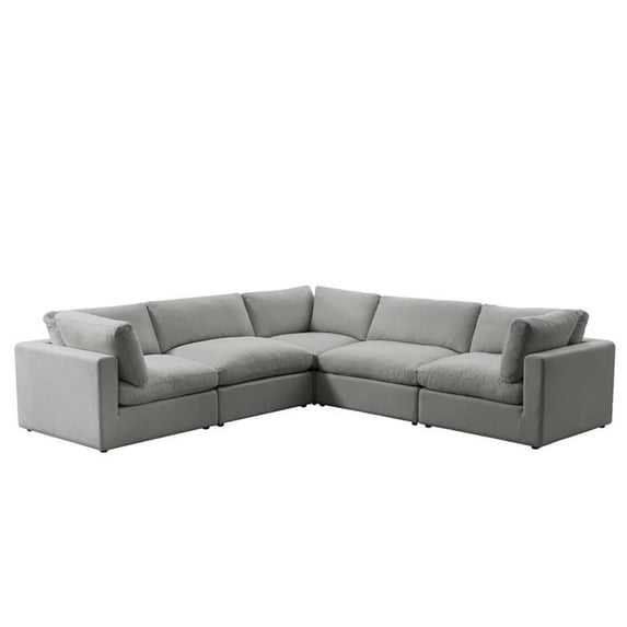 Kaelynn Linen Modular L-Sectional, Grey