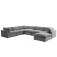 thumbnail image 1 of Kaelynn Corner Sofa Gray Linen Upholstered with Ottoman, 1 of 8