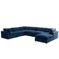 thumbnail image 1 of Kaelynn Corner Sofa Navy Blue Linen Upholstered with Ottoman, 1 of 8