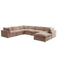 thumbnail image 1 of Kaelynn Corner Sofa Pink Linen Upholstered with Ottoman, 1 of 8