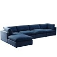 thumbnail image 1 of Kaelynn Sofa Navy Blue Linen Upholstered 4 Seat and Ottoman, 1 of 8