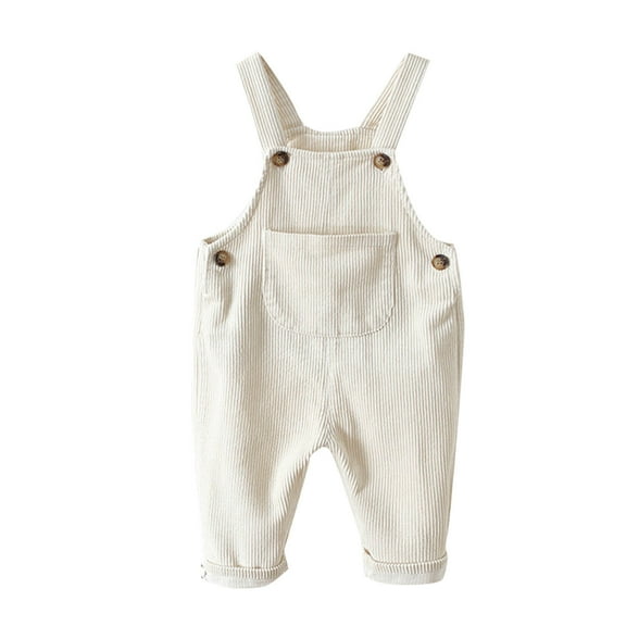 Kaemgyyd 0-4 T Infant Baby Boy Girl Corduroy Overalls Sleeveless Pants Jumpsuit Fall Winter Unisex Baby One-Piece Romper with Pocket