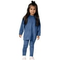thumbnail image 1 of Kaemgyyd 1-7 Years Toddler Baby Girl Fall Clothes Casual Fleece Long Sleeve Pullover and Warm Leggings Solid Winter 2 Piece Set, 1 of 6