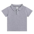 thumbnail image 1 of Kaemgyyd 2-7 Years Toddler Baby Boys Girls Shirt Solid Button Short Sleeve Summer Tops Unisex Children Breathable Collar Golf Tee, 1 of 2