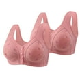 thumbnail image 1 of Kaemgyyd 2 PC Front Button Bra Front Closure Everyday Sports Bras Fashion Print Comfort Wireless Padded Sleep Bra, 1 of 2