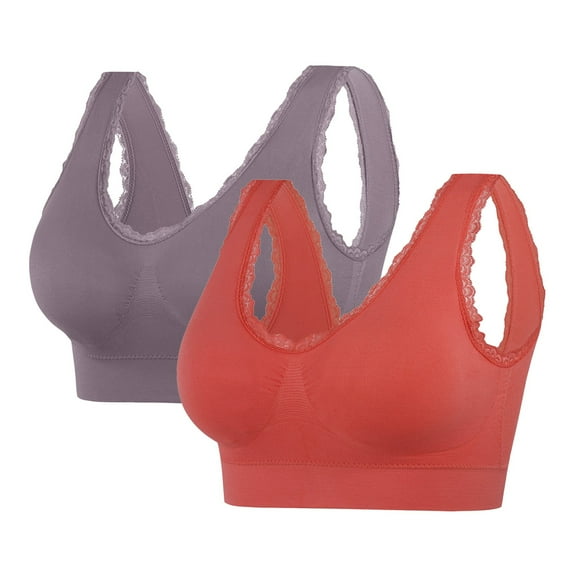 Kaemgyyd 2 PC Sports Bras for Women Plus Size High Support Large Bust Padded Bra Cute Breathable Wirefree Workout Yoga Bra