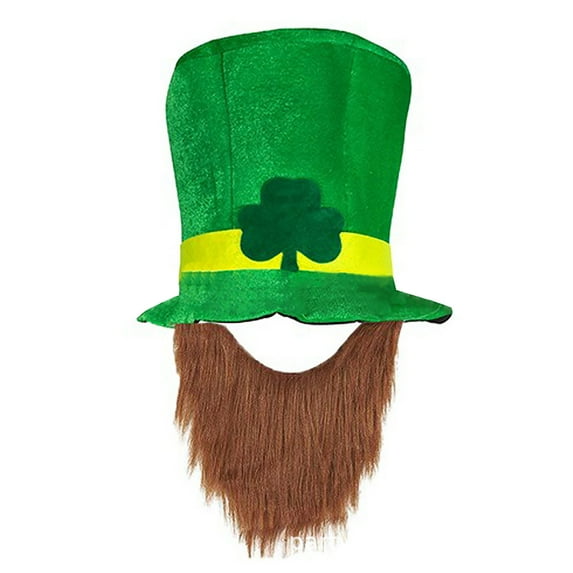 Kaemgyyd 2 PC St Patricks Day Hat Trendy Patrick Party Green Top Hat with Beard St. Patrick's Day Accessories for Men and Women