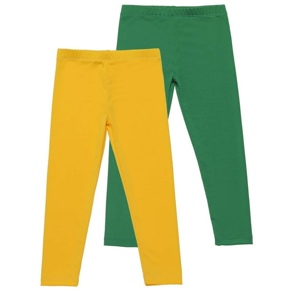 Kaemgyyd 2 PCS Girls Leggings Full Length Solid Color Basic Bottoms Soft Comfortable Stretch Tights Pants for Toddler Boys 3-12 Y