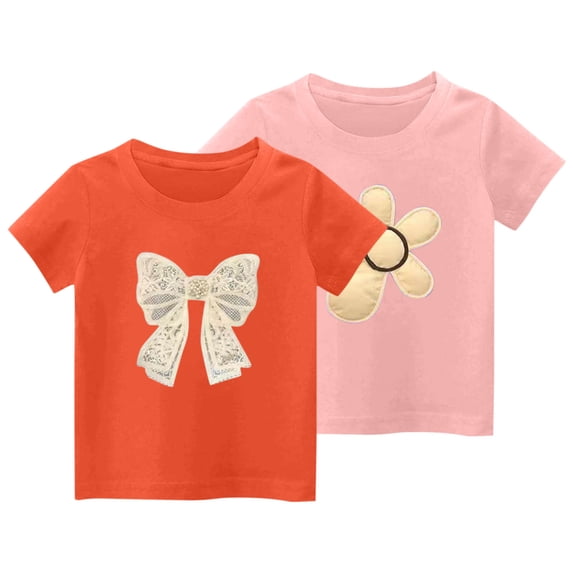 Kaemgyyd 2 Pack Baby Boys Girls T-Shirt Cute Print Short Sleeve Summer Tee Toddler Unisex Crew Neck Tops 2-11 Y