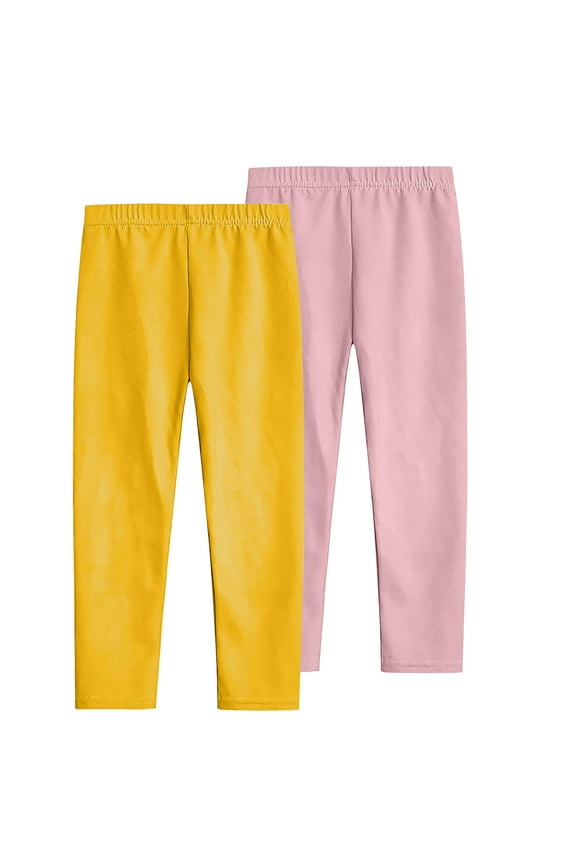 2 Pack Child Girls Leggings Full Length Stretch Yoga Pants Toddler Elastic Waist Running Workout Tights 3-12 Y