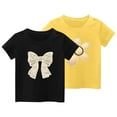 thumbnail image 1 of Kaemgyyd 2 Pack Children Girls' Cotton T Shirt Cute Print Short Sleeve Tee Tops Casual Crew Neck Summer Tclothes for 2-11 Years, 1 of 4
