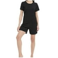thumbnail image 1 of Kaemgyyd 2 Pack Pajamas Set for Womens Plus Size Short Sleeve Crew Neck Basic Tops Soft Pj Shorts Sleepwear Loungewear Set, 1 of 3
