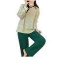 thumbnail image 1 of Kaemgyyd 2 Pack Women's Pajama Set Plus Size Long Sleeve Crew Neck Top with Wide Leg Pants Loose Lounge Stripe Sets Sleepwear, 1 of 3