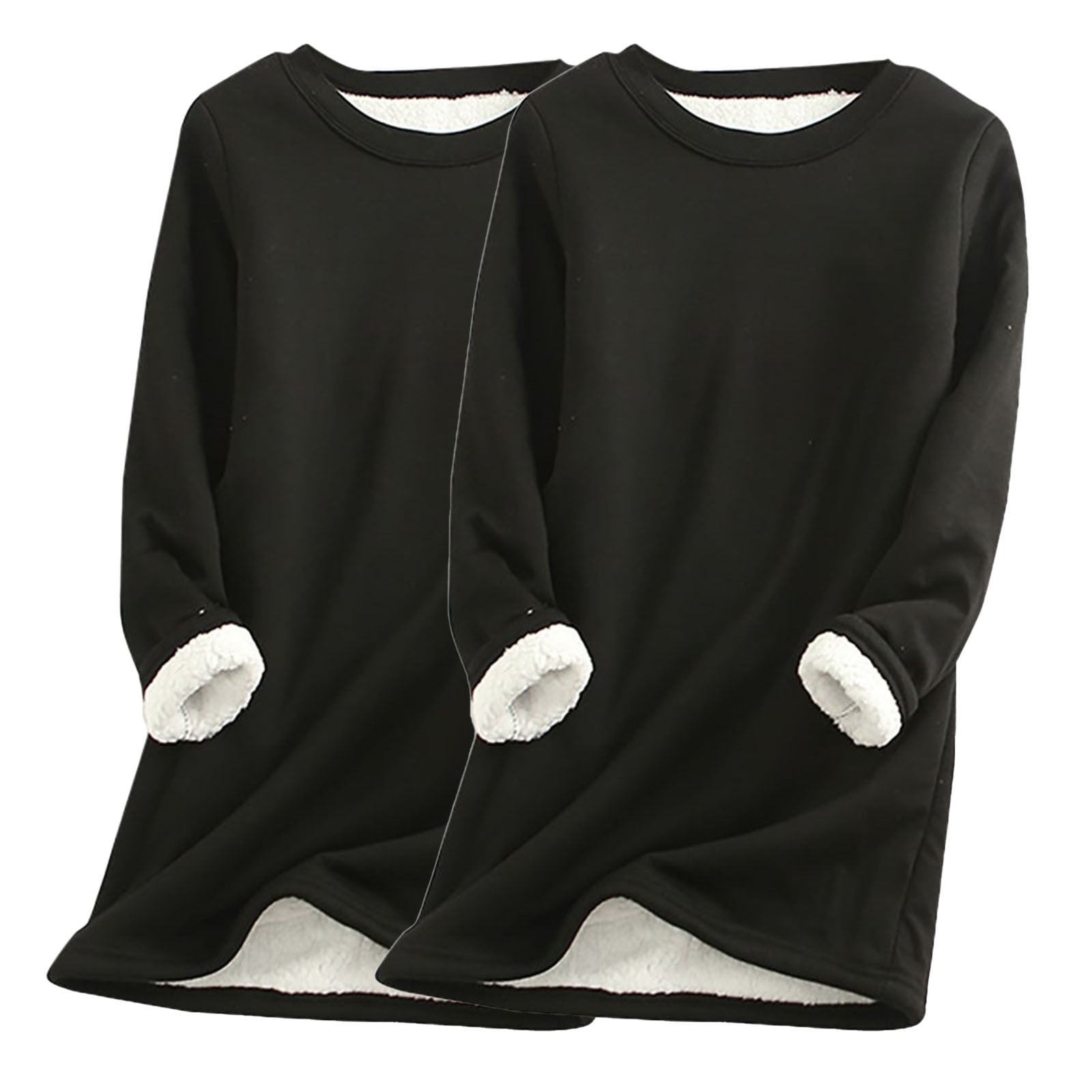 Kaemgyyd 2 Pack Women's Thermal Shirts Plus Size Fleece Lined Soft Tops ...