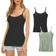 thumbnail image 1 of Kaemgyyd 2 Pack Womens Camisole with Padded Bra Spaghetti Strap Cami Comfy Undershirt Lounge Workout Tank Tops, 1 of 3