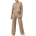 thumbnail image 1 of Kaemgyyd 2 Piece Lounge Set for Women Casual Loose Long Sleeve Button Pullover Tops and High Waist Wide Leg Pants, 1 of 1